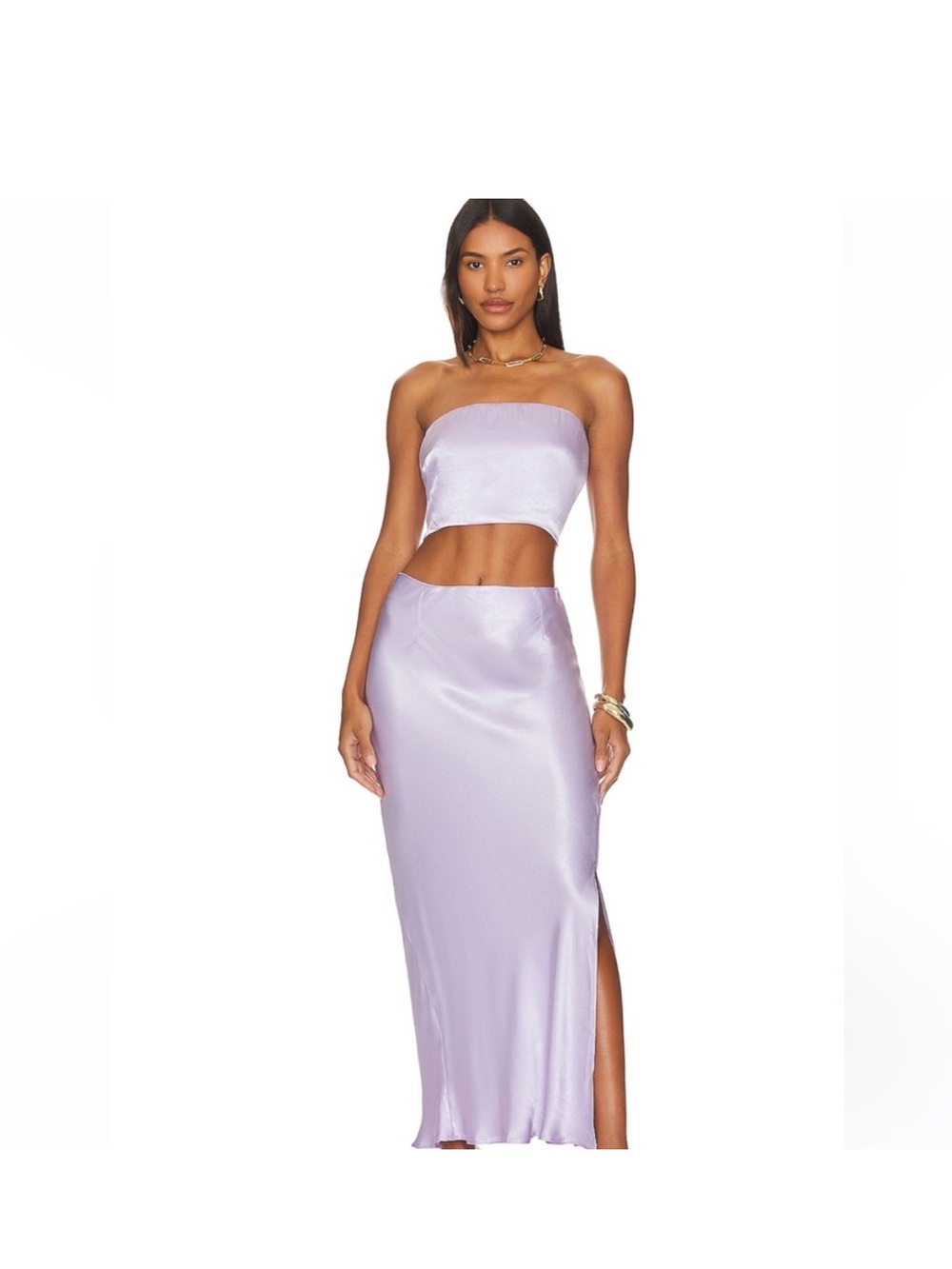 SNDYS x Revolve 2-piece Purple Satin Set
